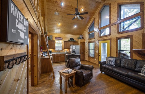 Broken Bow Cabin | Kingfisher ~ Riverfront cabin with play set, hot tub, kayaks, and river access