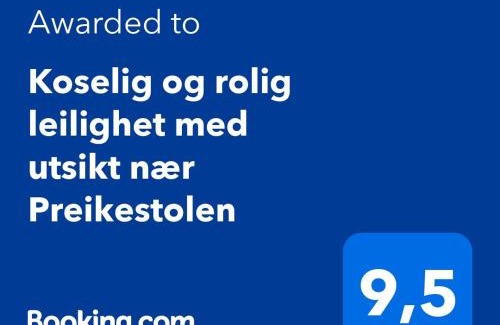 Jorpeland Apartment | Koselig og rolig leilighet med utsikt nær Preikestolen