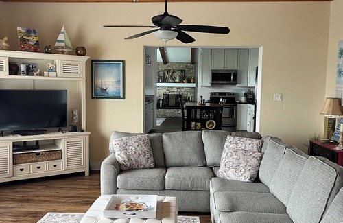 Sebring House | Lake Jackson beachfront home w/dock, pool table, close to restaurants/shops