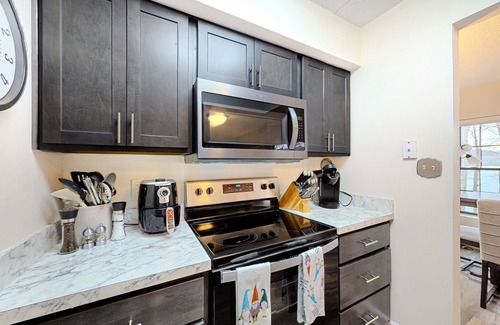 Lake Harmony Condo | Lakefront condo with balcony, fireplace, washer/dryer, central AC, & fast WiFi