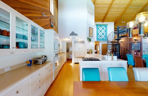 Bass Lake House | Lakefront home w/recreation room, hot tub, central AC, WiFi, private dock, & W/D