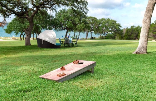 Comanche Trail House | Lakefront Home with Lake Views, Boat Dock, Sand Volleyball and Optional Bar and Game Room