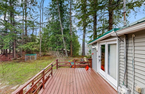 Augusta Apartment | Lakefront Studio in the Trees with Gorgeous Views, Balcony, & Shared Canoe