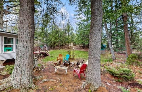 Augusta Apartment | Lakefront Studio in the Trees with Gorgeous Views, Balcony, & Shared Canoe