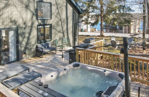Tobyhanna House | Lakeview Retreat with Hot Tub, Game Room, & Family-Friendly Comfort