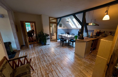 Grafenroda Apartment | Landhaus Kunterbunt at the forest and river with chicken and sheep in the Thuringian Forest