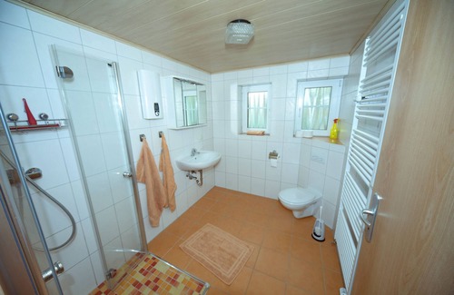 Pfieffe Apartment | Large apartment with balcony in renovated half-timbered house in quiet location