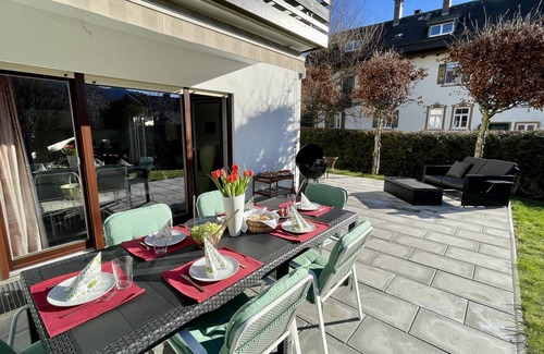 Lenggries Condo | Large vacation apartment with sauna, terrace, garden and open fireplace
