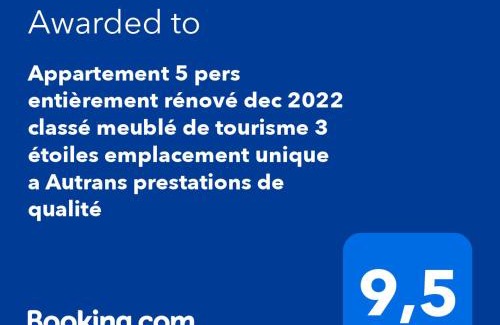 Autrans Apartment | le face au tremplin Appartement 5 pers entièrement rénové dec 2022 classé meublé de tourisme 3 étoiles emplacement unique a Autrans proche du village prestations de qualité