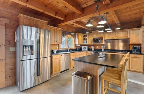 Clifford Cabin | Log Cabin, 27 Acre Modern Mountain Escape, Pool, Hot Tub and Fireplace