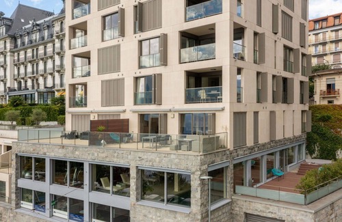 Montreux Apartment | Lovely apartment for 2 guests with A/C, WIFI, pool, TV, terrace and panoramic view