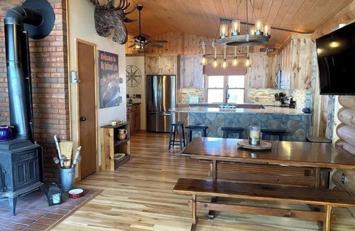 Luck Cabin | Lucky View Lodge Log Cabin on Big Butternut Lake Luck, WI 3 acre 300ft lakeshore