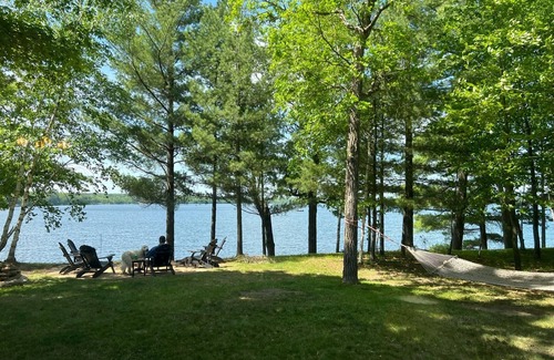 Luck Cabin | Lucky View Lodge Log Cabin on Big Butternut Lake Luck, WI 3 acre 300ft lakeshore
