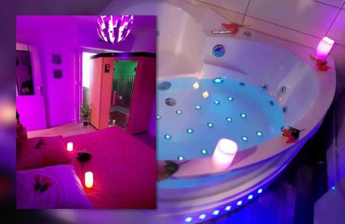 Biscarrosse Plage Apartment | Luxe Sauna Privatif et Grand bain Jacuzzi à deux à Biscarosse Plage pour Nuit Romantique avec décoration LED et Bougies