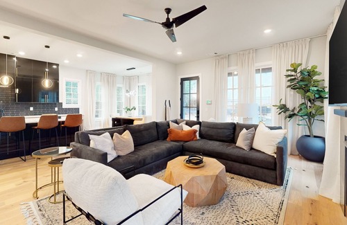 Atlanta House | Luxurious all-new townhome with fireplace, home office, central AC, & W/D