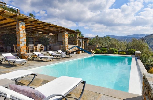 Vourkari Villa | Luxurious villa in Vourkari with a swimming pool, sea and sunset view.