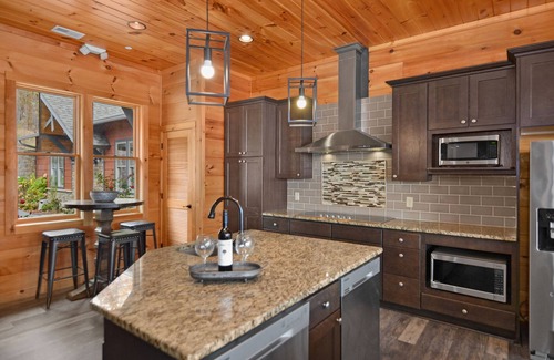 Bluff Mountain Cabin | Luxury 10BR/12BA Cabin w/Indoor Pool, 2 Hot Tubs, Arcade, & Theater! Mountain Views!