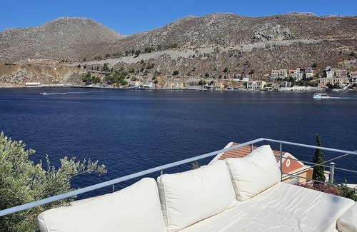 Symi Villa | Luxury family villa with panoramic views of Symi, jacuzzi and beach access