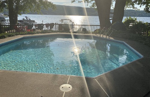 Honeoye House | Luxury Lakefront Home with Pool, Hot Tub, and Sauna!