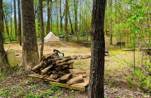 Stokes RV Rental | Luxury tent on lowery mill creek