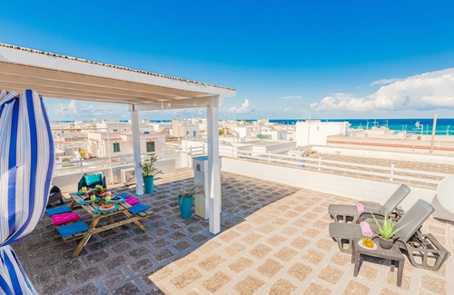 Torre Santa Sabina Apartment | Marco's terrace with sea view - beach 50 m - promenade 50 m