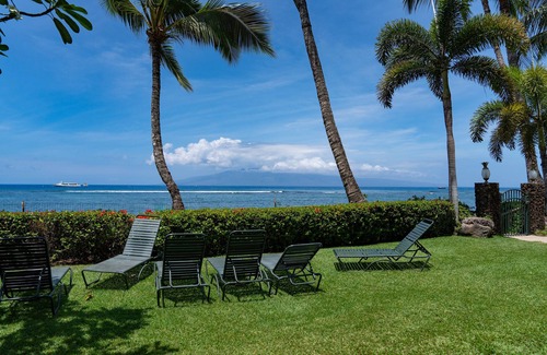 Historic Lahaina Front Street Condo | MAUI LAHAINA SHORES #105nOCEAN-BEACH FRONT LOCATION GROUND FLOOR nNO RESORT FEE