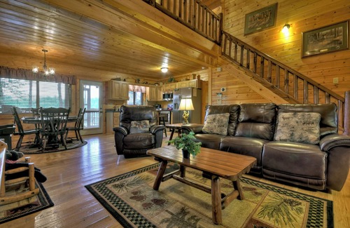 Ellijay Cabin | Misty Ridge - Where pets are pampered amidst stunning mountain panoramas, with outdoor fireplace, hot tub, firepit, pool table, and WiFi