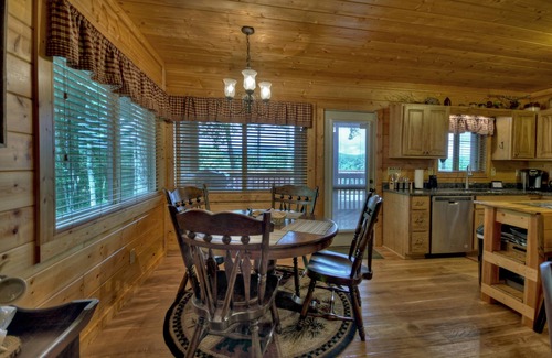 Ellijay Cabin | Misty Ridge - Where pets are pampered amidst stunning mountain panoramas, with outdoor fireplace, hot tub, firepit, pool table, and WiFi