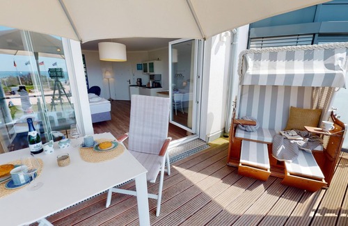 Pelzerhaken Apartment | Modern 1-room vacation apartment for 2 people and dog with balcony and sea view
