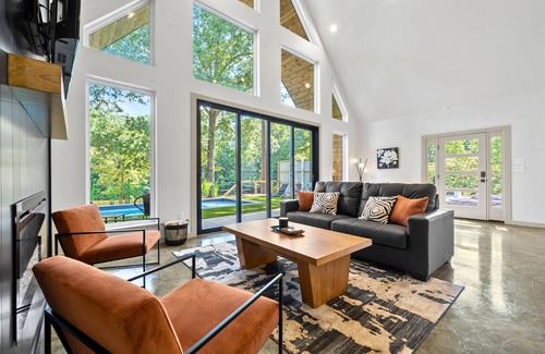 Mid America House | Modern A-Frame Cabin with Pool and Lake Access
