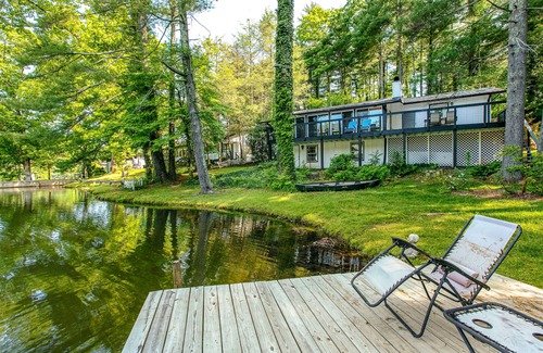 Flat Rock House | Modern lake-front home with dock, furnished deck, pool, tennis & fast WiFi