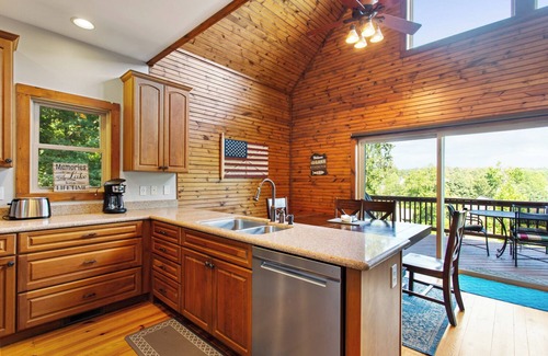 Serenity Bay House | Modern Log Cabin Lake Keowee Home with Boat Slip! Near Clemson!