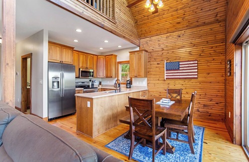 Serenity Bay House | Modern Log Cabin Lake Keowee Home with Boat Slip! Near Clemson!