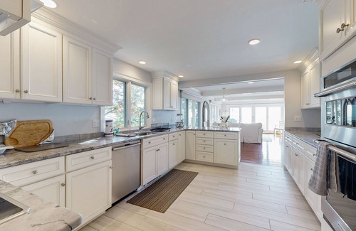 Gloucester House | Modern oceanfront home with scenic deck, grill, games, chef's kitchen, & W/D