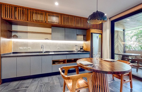 Zama Apartment | Modern second floor studio with pool, partial AC, and balcony