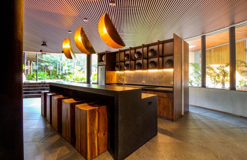 Zama Apartment | Modern second floor studio with pool, partial AC, and balcony