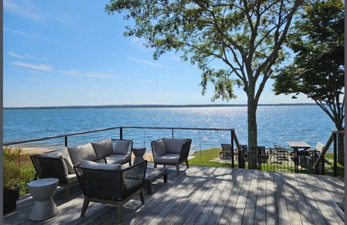 Aquebogue House | Modern Zen beach oasis with pool in Jamesport Bay.