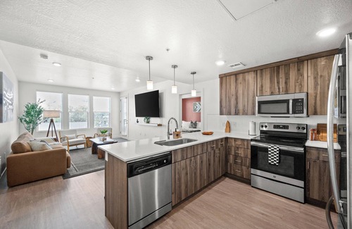 Downtown Salt Lake City Apartment | ModernDowntown 2BR/2BA with City Views, Fire Pit, Walk to Delta Center
