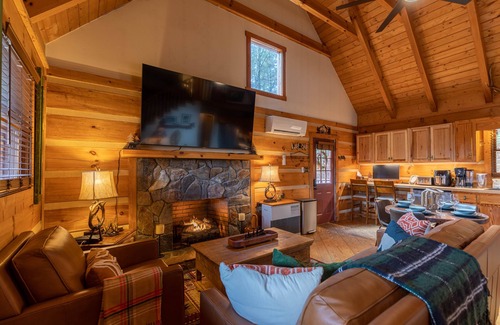 Fleetwood Cabin | Moonlight Lodge - pet-friendly, private, hot tub, fire pit, views between Boone and W. Jefferson
