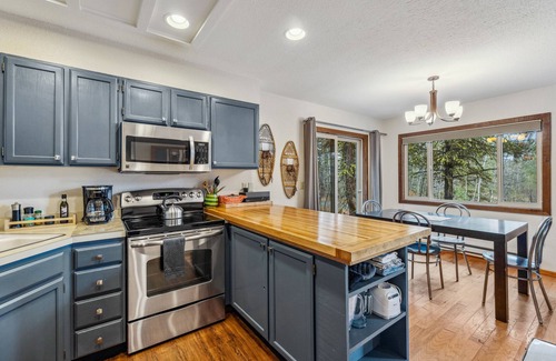 Bear Basin Estates House | New! Brundage Meadows 1 - Bright, cozy - 2story - wood stove - forest views - by trails, lake, town