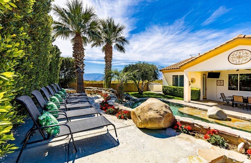 Desert Hot Springs House | NEW: Pool, Spa, Tiki Bar, Mini Golf, Firepit, Desert Views