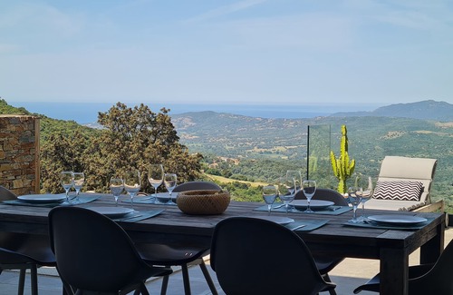 Sollacaro Villa | New quiet upscale air-conditioned villa + T2 with heated pool & sea view