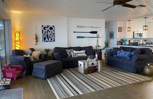 Lake Placid House | Newly Renovated Lake June home with spectacular sunsets, dock and private beach