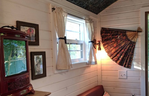Salmon House | No Fees! Riverfront Red Gypsy Wagon on Mini Donkey Ranch!