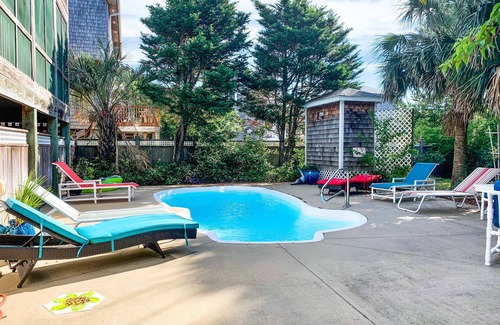 Ocracoke House | No Fools No Fun: Private pool with a wonderfully landscaped yard.