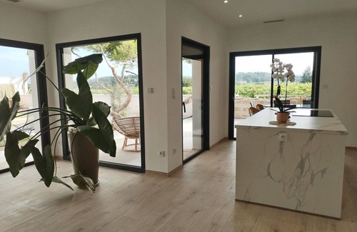 Pont-Saint-Esprit Villa | Nouveau Villa Climatisée vue sur Vignoble Zen, Luxe, Charme