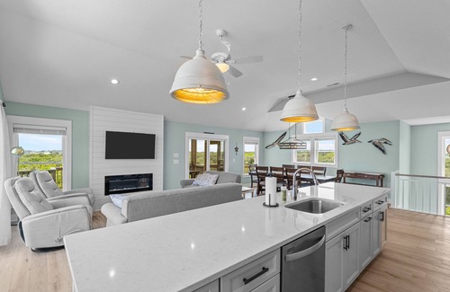 Carova Beach House | Ocean-view home with private pool, hot tub, beach access, grill, fireplace, deck
