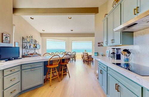 Sea Ranch House | Oceanfront house with shared pool, private hot tub, modern decor, & meadow views