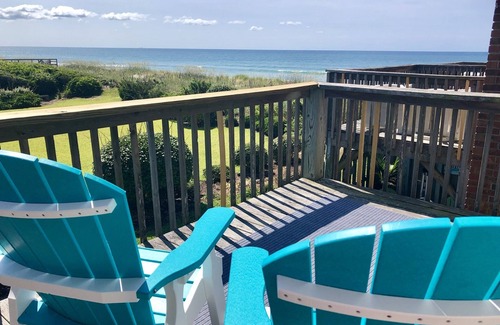 Pine Knoll Shores House | Oceanfront Townhome on semi private residential beach!