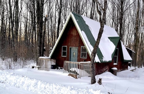 Westboro Cabin | Off grid solar a-frame cabin Northwoods Farm Stay Hundreds of Acres to Explore